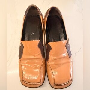 PRADA Salmon/tan and Brown Loafers